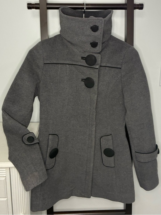 Soia & Kyo Jackets & Blazers - Soia & Kyo Gray High-Collar Wool blend Pea Coat Oversized Buttons | Size XS